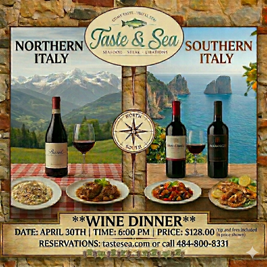 North vs South Italian Wine Dinner - April 30th, 6PM - $128